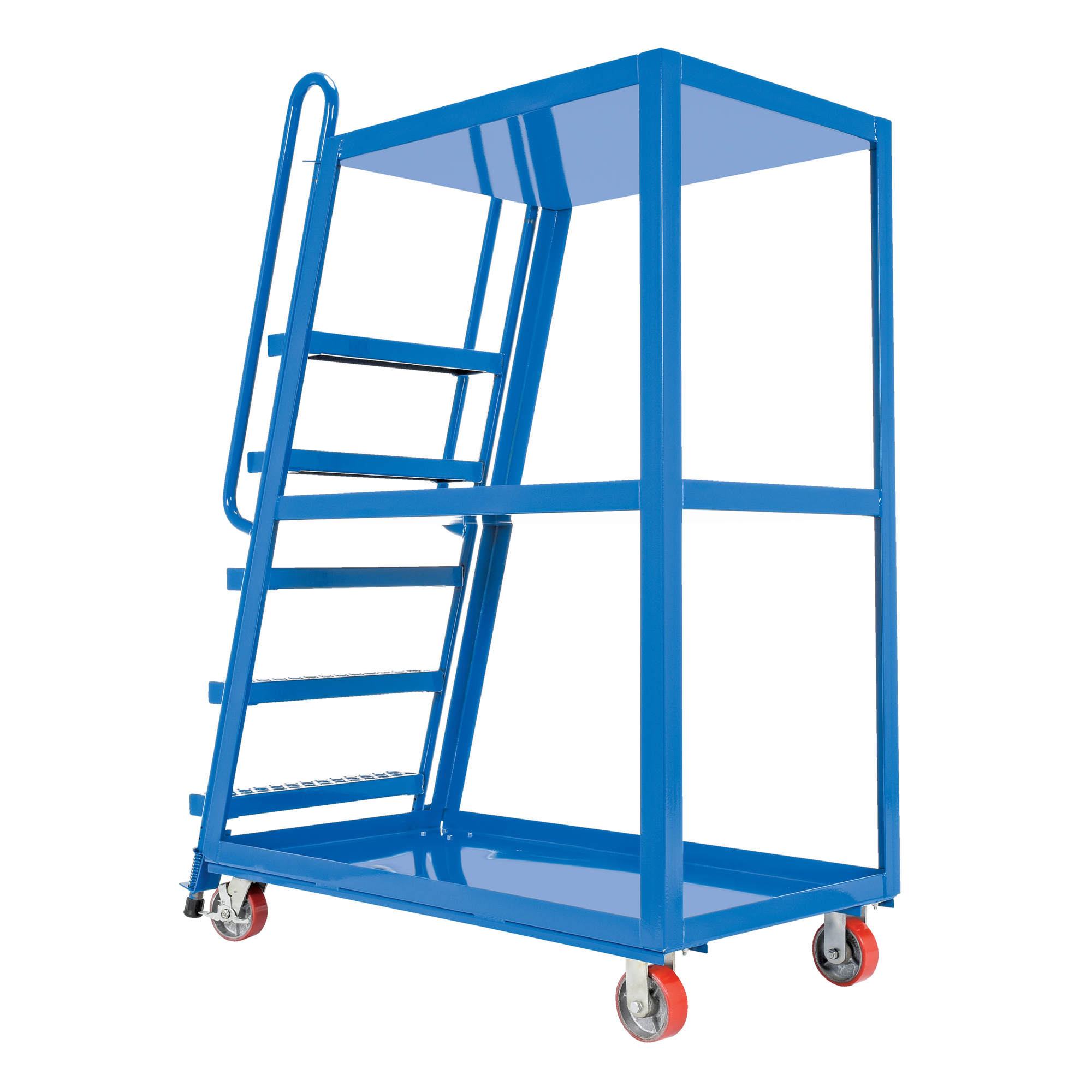 Vestil High-Frame Stock Picker Truck - 3 Shelves, Poly-on-Steel Casters, 1000-Lb. Capacity, Model# SPS-HF-2852-5PU